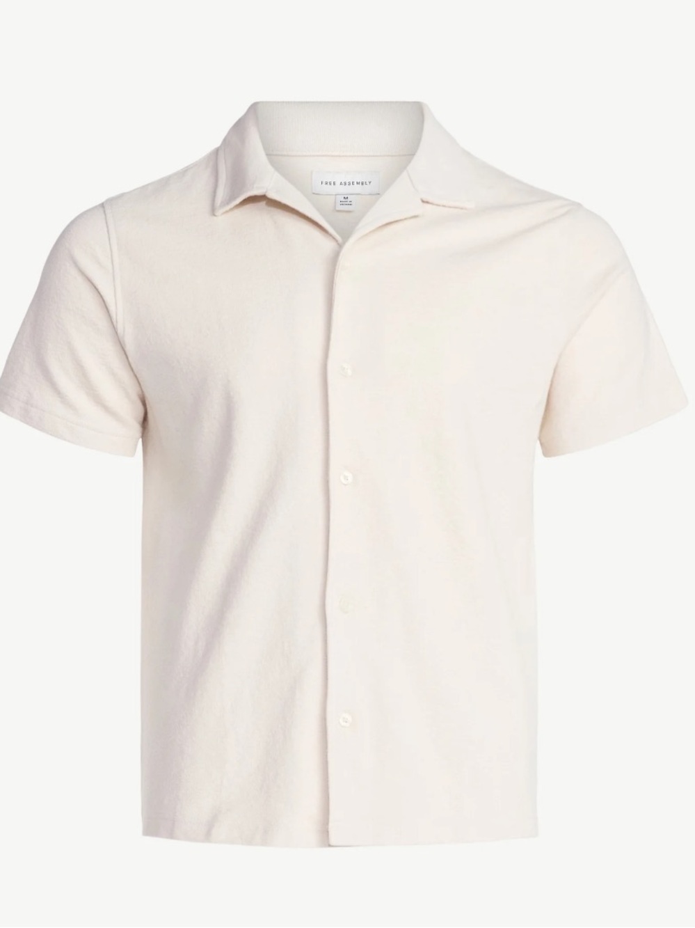 Free Assembly Men's Textured Cotton Camp Shirt with Short Sleeves